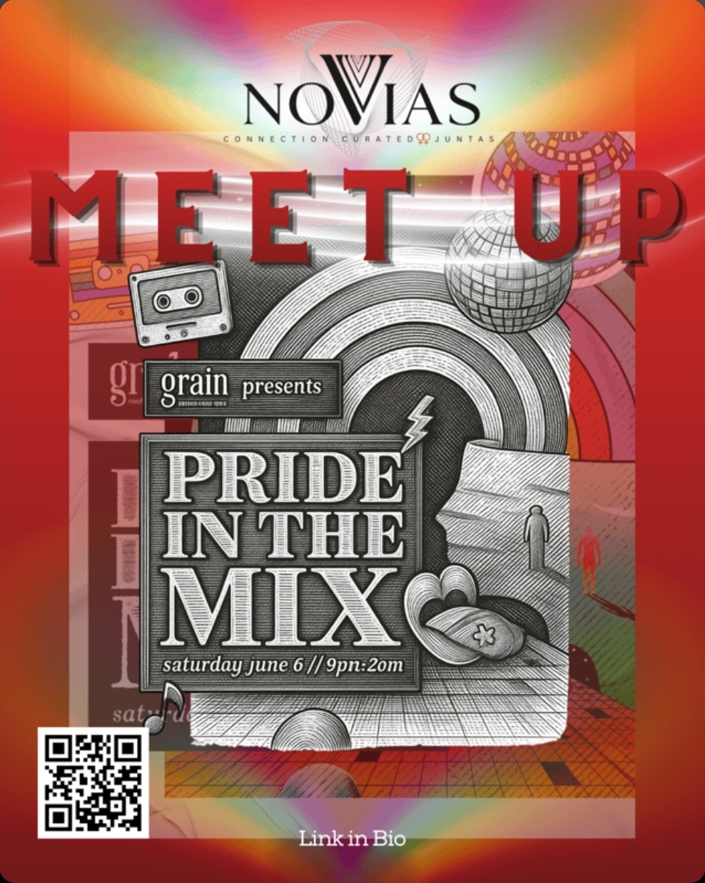 Flyer for WLW pride in the mix meet-up