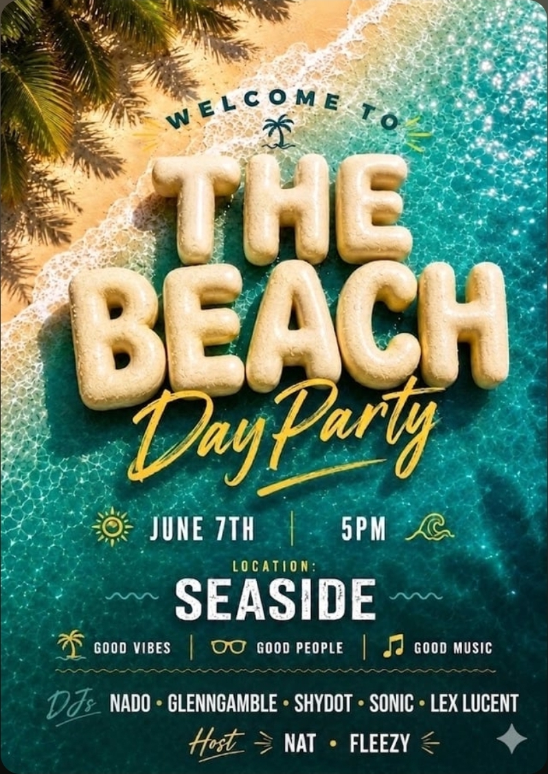 Flyer for Welcome To The Beach Day Party