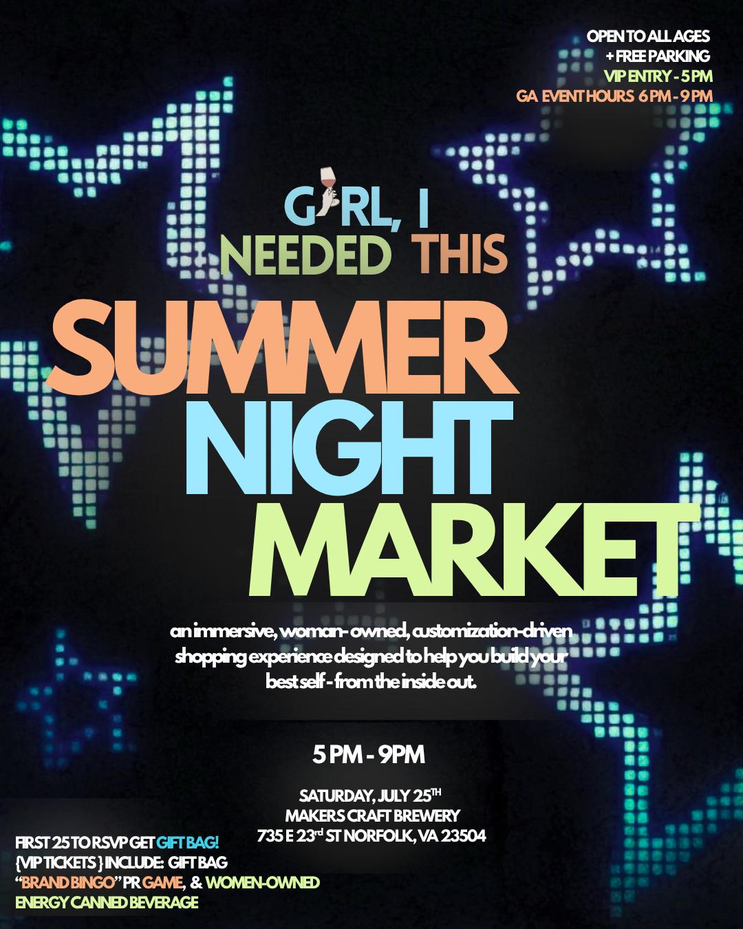 Flyer for SUMMER NIGHT MARKET