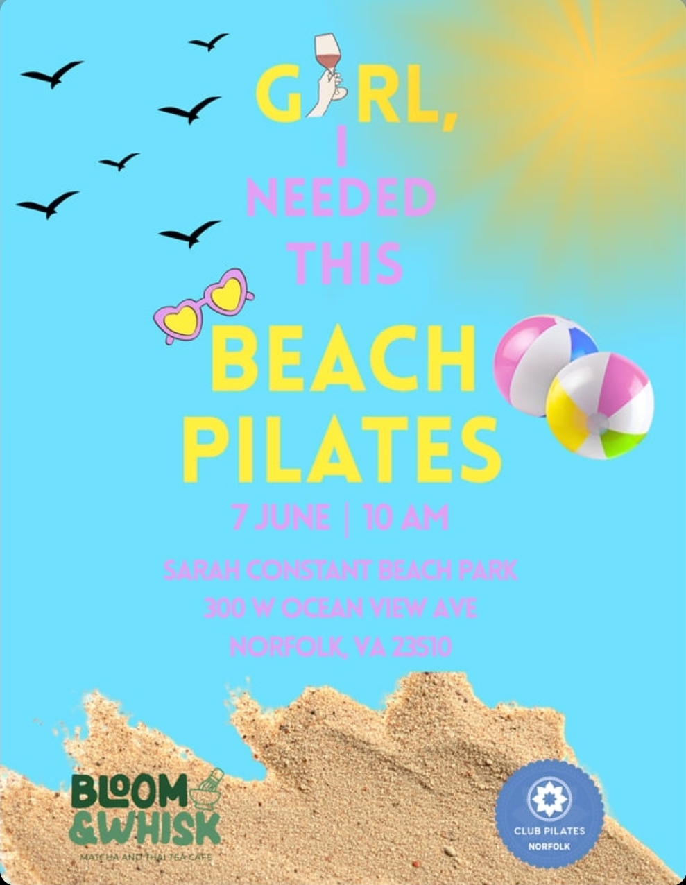 Flyer for GIRL, I needed this beah pilates